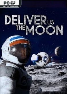 the cover for deliver us the moon, with an astronaut standing on the moon's surface