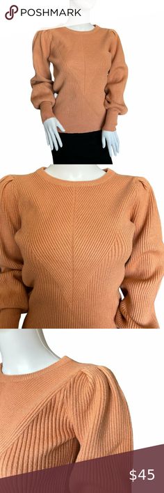 &merci NWT Peach Ribbed Knit Sweater Size S Ribbed Knit Sweater, Knit Sweater, Sweater Sizes, Ribbed Knit, Knitted Sweaters, Knitting, Best Deals