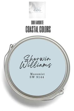 the logo for sheryl williams's new paint company, coastal colors in blue and white