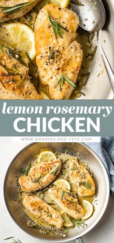 lemon rosemary chicken with zucchini and potatoes in a skillet