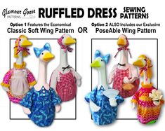 three different styles of stuffed animals are featured in this ad for the sewing pattern book