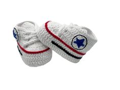 Handmade Like Converse All Star Crochet Baby Booties, Newborn Allstar Booties, Unique Unisex Baby Shower Gift - Etsy White Crochet Casual Booties, Casual White Crochet Booties, Casual White Handmade Booties, White Crochet Round Toe Booties, White Crochet Booties With Round Toe, Star Crochet, Unisex Baby Shower, Shower Bebe, Crochet Baby Booties