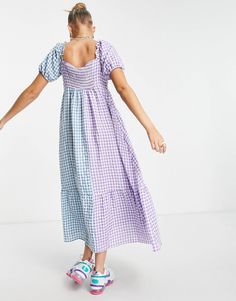 Daisy Street maxi smock dress with peplum hem in mix gingham print | ASOS Summer Gingham Smocked Dress, Spring Picnic Gingham Smocked Dress, Spring Gingham Smocked Dress For Picnic, Gingham Maxi Dress For Picnics, Spring Gingham Smocked Dress, Spring Smock Dresses For Picnic, Spring Gingham Maxi Dress, Chic Gingham Maxi Dress For Summer, Summer Plaid Smocked Dress For Picnic