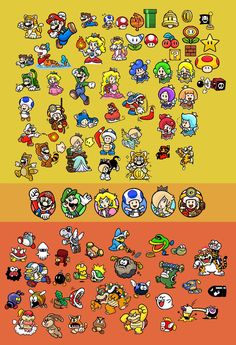 an image of different types of cartoon characters on the same page, each with their own character