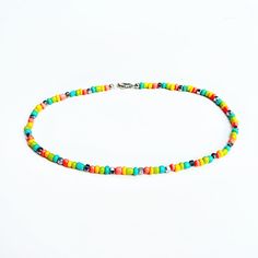 offered in three different sizes, this colorful, handmade necklace is sure to brighten your outfit!