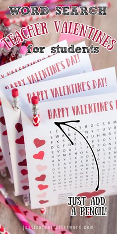 valentine's day word search for teachers with hearts on it and the words, happy valentine