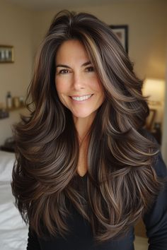 28 Stunning Ideas Layered Haircuts for Older Women Refresh Your Look in 2025 – CreativeBooster Long Bob Hairstyles Blonde, Older Women's Hairstyles, Dark Chocolate Color, Great Haircuts, Long Bob Hairstyles, Haircut For Older Women, Chocolate Color, Long Layers, Long Bob