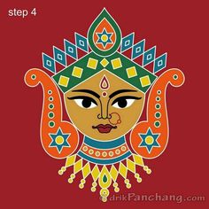 Durga Rangoli Designs, Durga Rangoli, Alpana Designs, Design Rangoli, Durga Painting, Boho Art Drawings, Simple Rangoli Designs Images, Goddess Durga, Madhubani Art