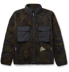 And Wander Boa Nylon-Trimmed Camouflage-Print Fleece Jacket Polartec Fleece, Harrington Jacket, Flight Jacket, Outdoor Jacket, Field Jacket, Western Shirts, Ski Jacket, Track Jackets, Fashion Advice