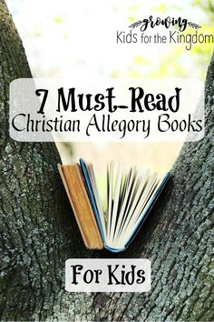 an open book on top of a tree with the title 7 must - read christian allergy books for kids