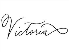 the word victoria written in cursive handwriting