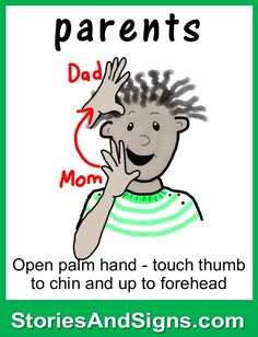 an image of a child's hand with the words dad and mom written on it