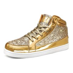 PRICES MAY VARY. IGxx glitter shoes for men women unisex casual sequins fashion sneakers sparkle bling high top oversize men size 6.5-15， Order according to the size chart please. Fashion luxury sparkly men disco shoes various pop elements, Brilliant all-over effect catches the light any way you turn，All eyes on you. Slip-on glitter shoes, Sequins not seay to fall off, Pampered All-Day, Sturdy rubber outsole extends durability and longevity of these. All year round suitable, Good choice for part Disco Men, Sparkly Sneakers, Disco Shoes, Golden Party, Mens Bling, Glitter Fashion, Silver Bling, Glitter Shoes, Gold Shoes