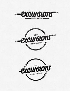 some type of logos that are black and white with the words excursions on them