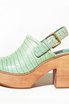 Charlotte Stone, Stylish Heels, Funky Socks, Green Heels, Shoes Trendy, Vintage Heels, Platform Clogs, Rhinestone Sandals, Clog Heels