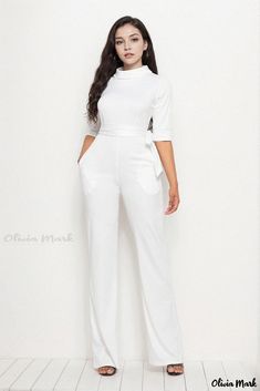 Olivia Mark - Elegant Long-Sleeved Wide-Leg Pants Sleep Wear For Women, Fitted Romper, Strapless Bodysuit, Two Piece Jumpsuit, Jumpsuit Elegant, Loungewear Jumpsuit, Long Sleeve Short Dress, Elegant Dresses Long, Pant Length