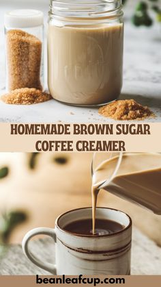 homemade brown sugar coffee creamer in a mason jar