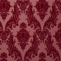 Heirloom Wallpaper in Maroon by Burke Decor Pink Velvet Texture, Goth Wallpapers, Victorian Background, Wallpaper Apartment, Flocked Wallpaper, Rh Decals, Wallpaper House Design, Sketching Inspiration, Flock Wallpaper