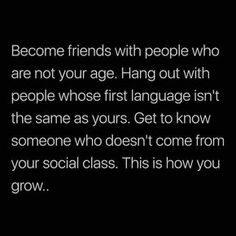 the text reads, become friends with people who are not your age hang out with people whose first language isn't the same as yours