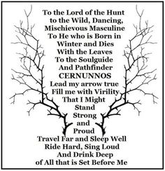 a poem written in black and white with the words to the lord of the hunt