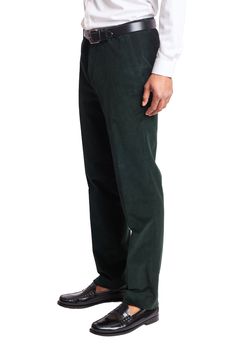 These slim-fit corduroy pants in dark forest green have welt pockets on the back and slant pockets on the front. This garment is crafted from a cotton blend stretch, which provides added comfort and mobility. You can pair these pants with any top or its matching Ashton Peak corduroy jacket.PRODUCT DETAILS: style 6391P slim-fit suit pant slant front pockets welt back pockets 32-inch inseam with finished hem 1.5-inch hem let-down allowance 16-inch leg opening cotton stretch blend dry clean only im Slim Fit Suit Pants, Fall Suit, Formal Pants, Suit Pant, Slim Fit Suit, Dark Forest Green, Corduroy Jacket, Dark Forest, Fall Shopping