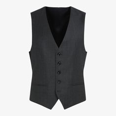 Available on its own or as part of a 3-piece suit, this handsome dark grey single-breasted waistcoat is made to add depth and elegance to any formal look. Formal Look, 3 Piece Suits, Formal Looks, Style Expert, Birds Eye, Wool Fabric, Neck Collar, Fashion Advice, Single Breasted