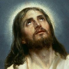 a painting of jesus with his eyes closed