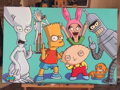 an image of cartoon characters on a canvas