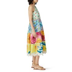 Multicolor printed cotton (100% Cotton). Shift. Sleeveless. Halter neckline. Exposed front button closure. 44.5" from shoulder to hemline. Imported. Floral Halter Dress, Rent The Runway, Closet Designs, Farm Rio, Halter Neckline, Tie Dye Skirt, Printed Cotton, Halter Dress, Vintage Inspired