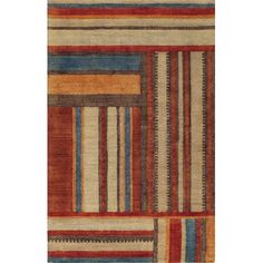 a multicolored area rug with different stripes