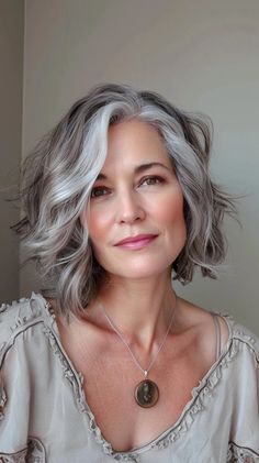 Transitioning To Gray Hair From Brown, Gray Bob, Hair Bobs, Gray Blending, Grey Hairstyles, Grey Bob Hairstyles, Grey Bob, Medium Haircuts, Grey Hair Inspiration