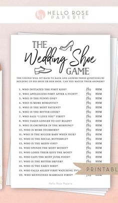 the wedding shoe game printable