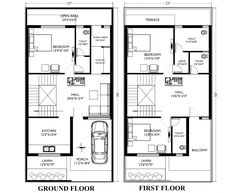 two story house plan with ground and first floor