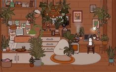 a living room filled with lots of potted plants