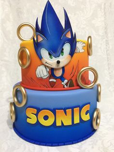 the sonic cake is made to look like it's coming out of a box