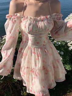 Floral Beach Dresses, Summer Floral Dress, Short Beach Dresses, Dress Off Shoulder, Korean Fashion Dress, Womens Floral Dress, Mini Dresses For Women, Mini Dress Casual, Fairy Dress