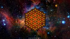 the flower of life surrounded by stars in space