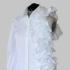 Ruffle Blouse White Ruffle Blouse Extra Long Ruffled Blouse | Etsy Elegant Blouse With Ruffles And Ruffled Collar, Elegant Formal Blouse With Ruffled Collar, Elegant Office Blouse With Ruffled Collar, Elegant Ruffled Shirt For Party, Elegant Ruffled Collar Blouse For Work, Elegant Workwear Blouse With Ruffled Collar, Elegant Blouse With Ruffled Collar For Work, Formal Fitted Ruffle Tops, Fitted Ruffle Shirt Elegant Style