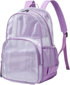 The brand-new, transparent backpack. Perfect for children's school books and supplies. Durable material with ample storage space. Back To School Plastic Backpack, Plastic Standard Backpack For School, Back To School Plastic Standard Backpack, Back To School Standard Plastic Backpack, Standard School Backpack In Plastic, School Backpack With Clear Strap In Nylon, Back To School Mesh Bag, Student Mesh Bags For Back To School, Back To School Mesh Bags For Students