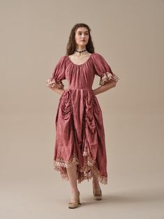 ELOWEN 27 | LACE LINEN DRESS GOWN ( 2 WAYS TO WEAR ) Fairycore Summer Fancy Dress, Summer Fairycore Fancy Dress, Historical Floor-length Dresses For Fancy Dress, Bohemian Style Medieval Dress For Costume Party, Historical Design Floor-length Fancy Dress, Fitted Bohemian Medieval Dress For Summer, Bohemian Fitted Medieval Dress For Summer, Bohemian Medieval Dress For Summer, Bohemian Ruffle Dress For Costume Party