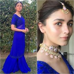 Saree Alia Bhatt, Ruffles Saree, Reception Lengha, Desi Party, Royal Blue Saree, Embroidery Kurta, Fancy Sarees Party Wear, Pakistani Wedding Outfits