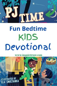 children's book cover with the title fun bedtime kids's devotional