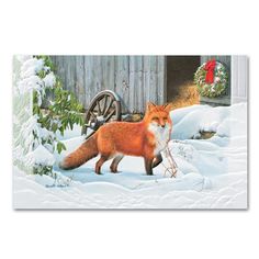 A Frosty Walk - Fox Embossed Christmas Card Embossed Christmas Cards, Fox Card, Fox Ornaments, Horse Pillow, Fox Christmas, Boxed Christmas Cards, Fox Gift, Holiday Images, Horse Gifts