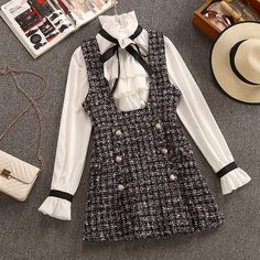 2 Piece Set Elegant Ruffles Chiffon Bow Shirt Top+Double Breasted Plaid Tweed Vest Dress











Size

Blouse Bust/Dress Bust

Dress Waist

Shoulder

Sleeve

Blouse Length/Dress Length





S

88/86

68

36

57

55/80





M

92/90

72

37

58

56/81





​L

96/94

76

38

59

57/82





​XL

100/98

80

39

60

58/83





XXL

104/102

84

40

61

59/84











Measurement in CM

1 inch = 2.54 CM, 1 CM = 0.39 inch

The size may have 1-2cm differs due to manual measurement. Overalls Dress, Chiffon Bow, Tweed Vest, Bow Shirt, Foto Tips, Bow Shirts, Dress Women Elegant, Ruffles Fashion, Chiffon Ruffle