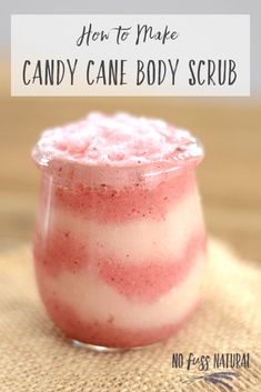 Exfoliating body scrub with moisturizing coconut oil is just what dry skin needs. This homemade body scrub is quick and easy to make, but has a festive and unique look which makes for a great holiday gift. #bodyscrub #candycane #holidaygifts #diygifts Candy Cane Body Scrub, Christmas Spa, Diy Candy Cane, Salt Face Scrub, Beet Powder, Baking Soda Scrub, Cranberry Powder, Lip Scrub Homemade