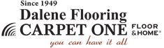 an advertisement for the dalee flooring carpet one and home, which is also available in