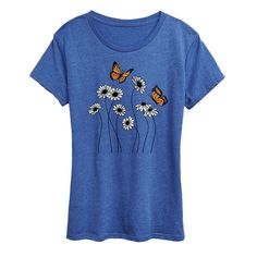 She will love showing off her style with this Women's Wildflower Garden Graphic Tee. FEATURES Short sleeves CrewneckFABRIC & CARE Cotton/Polyester Machine wash Imported Size: Small. Color: Heather Royal Blue. Gender: female. Age Group: adult. Blue T-shirt For Spring, Fitted Casual Top With Sunflower Print, Spring Sunflower Print T-shirt, Garden Graphic, Wildflower Garden, How To Show Love, Blue Gender, Her Style, Fabric Care