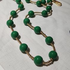 Round Beads Bag Chain, Green 50 Inch Long Chain For Crossbody Use Everyday Green Beaded Chain Necklace, Everyday Green Beaded Necklaces, Green Beaded Chain Necklace Gift, Green Beaded Necklace With Chain For Gift, Beads Bag, Bag Chain, Beaded Bags, Long Chain, Green Gold