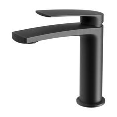 a black sink faucet on a white background