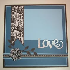 a blue and white card with flowers on it that says eval in the center